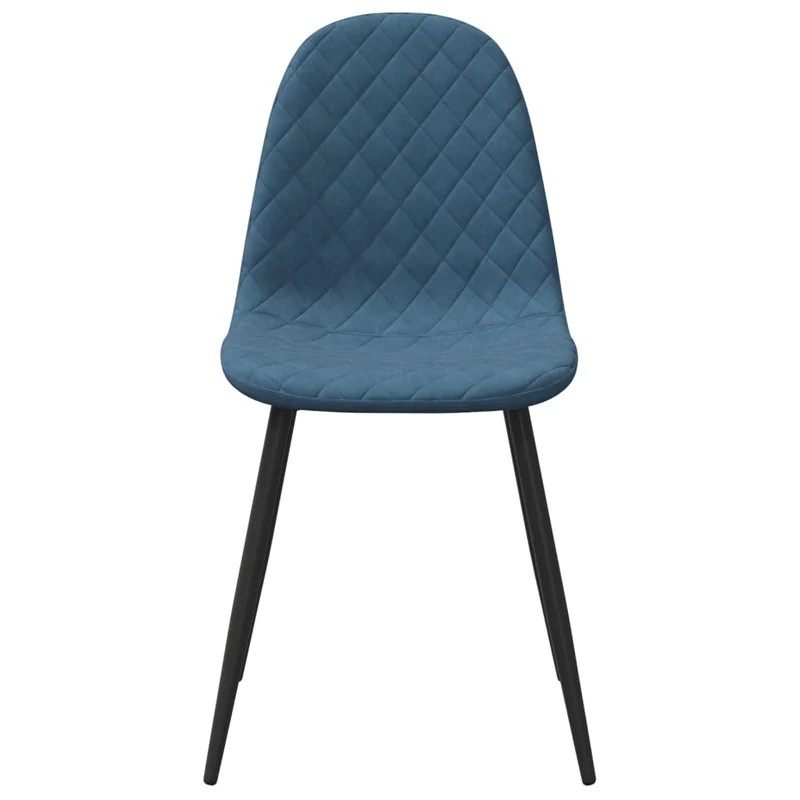 Set de 2 chaises de salle à manger coutures en losange en tissu velours bleu et métal DEC025484