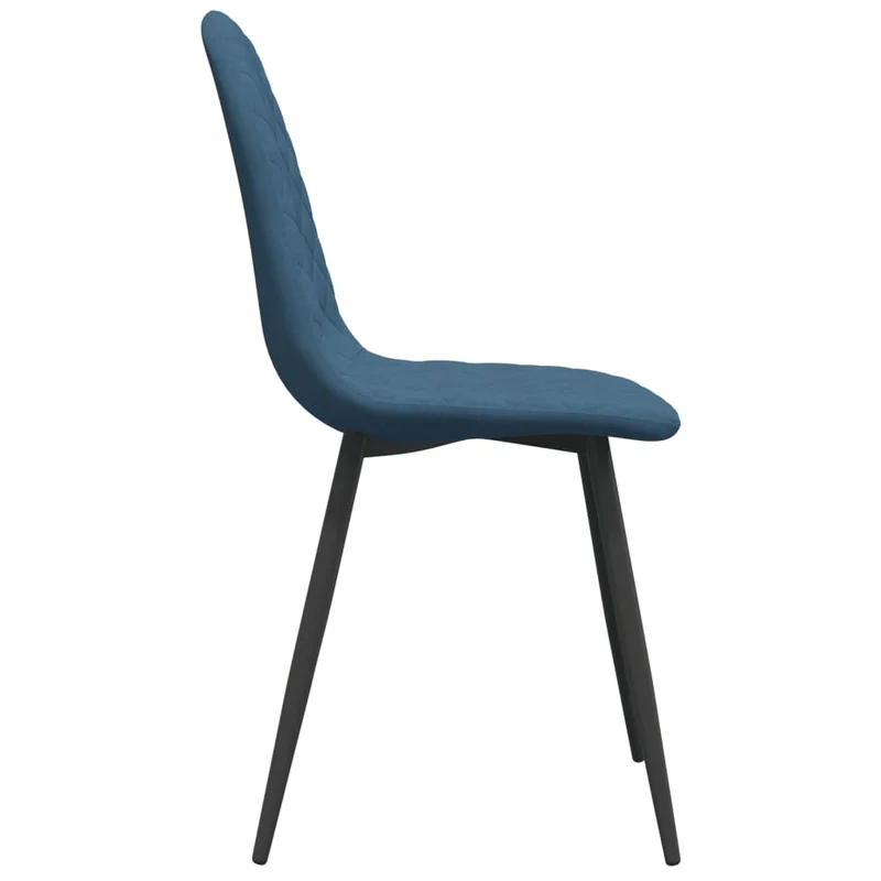 Set de 2 chaises de salle à manger coutures en losange en tissu velours bleu et métal DEC025484