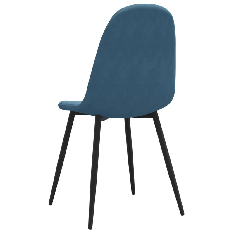 Set de 2 chaises de salle à manger coutures en losange en tissu velours bleu et métal DEC025484