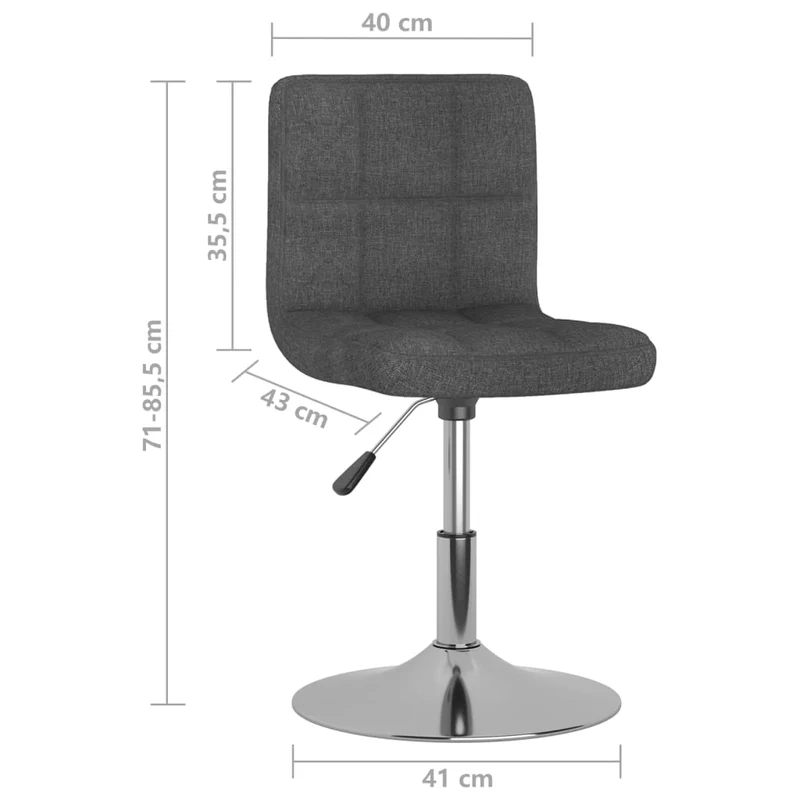 Lot de 4 tabourets de bar chaises de comptoir siège pivotant hauteur réglable en tissu gris foncé DEC025357