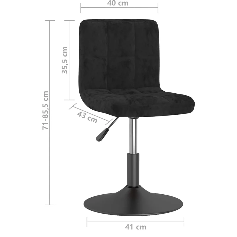 Lot de 2 chaises de salle à manger siège pivotant hauteur réglable en velours noir cadre en acier DEC025291