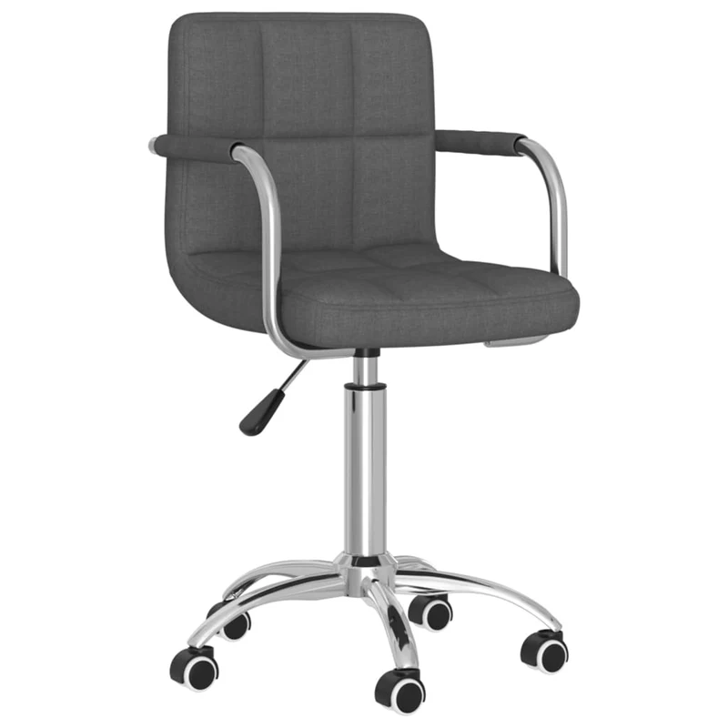 Tabouret de travail sur roulettes hauteur réglable en tissu gris et acier chromé DEC025089