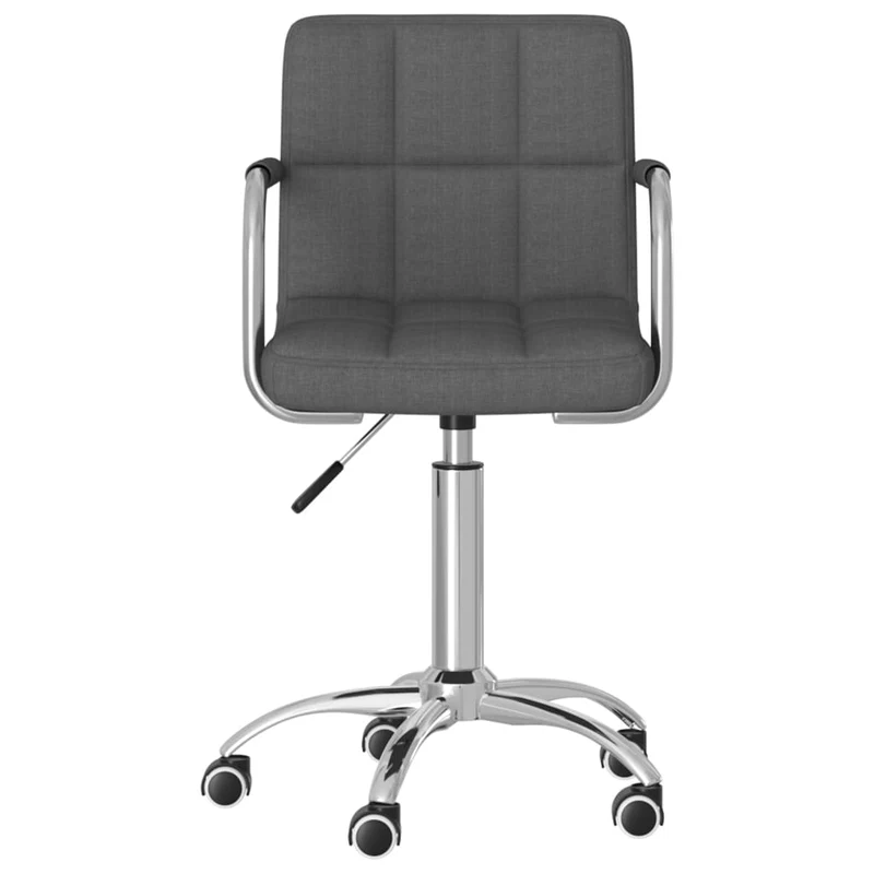 Tabouret de travail sur roulettes hauteur réglable en tissu gris et acier chromé DEC025089