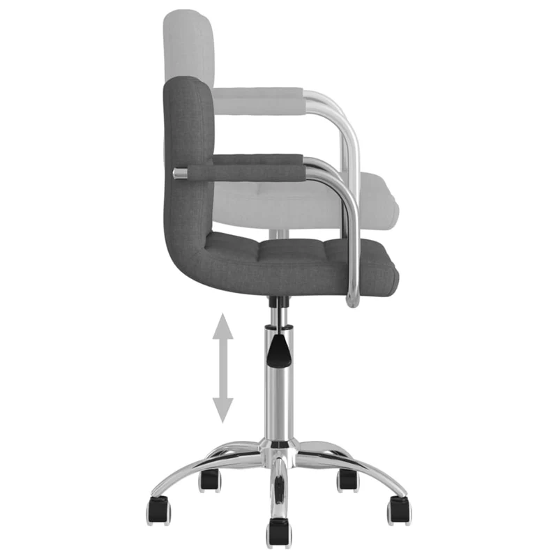 Tabouret de travail sur roulettes hauteur réglable en tissu gris et acier chromé DEC025089