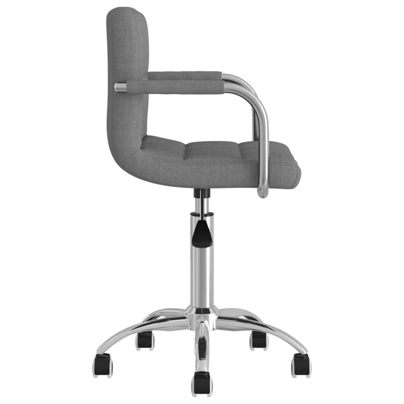Tabouret de travail chaise de bureau sur roulettes avec accoudoirs en tissu gris clair DEC025078