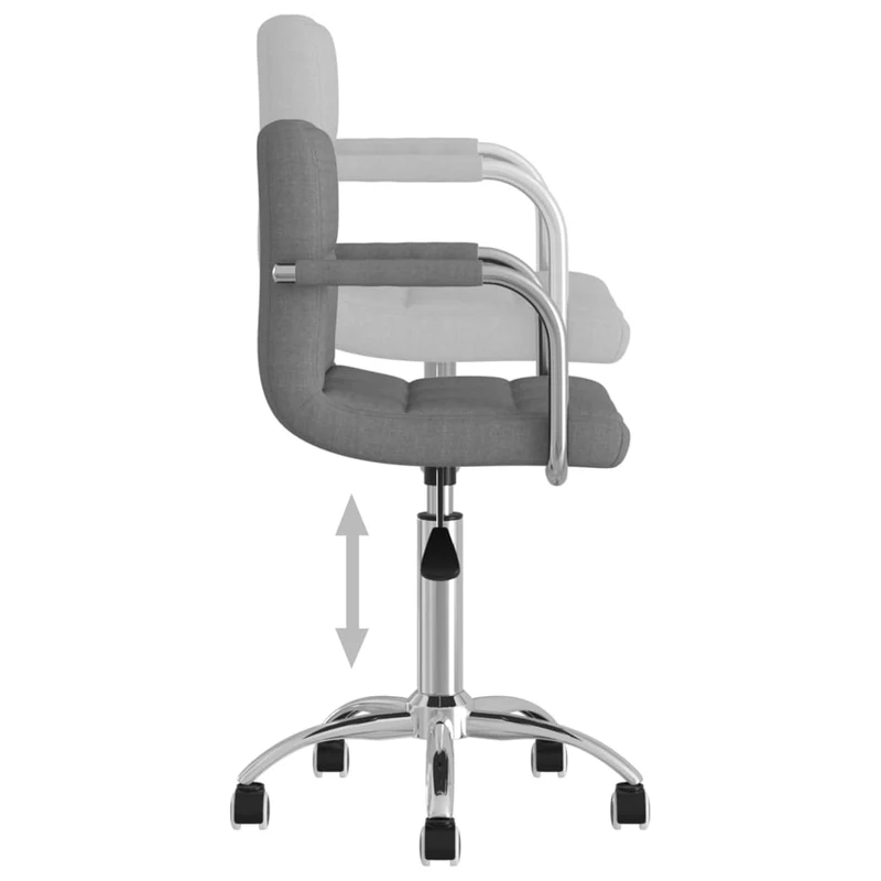 Tabouret de travail chaise de bureau sur roulettes avec accoudoirs en tissu gris clair DEC025078