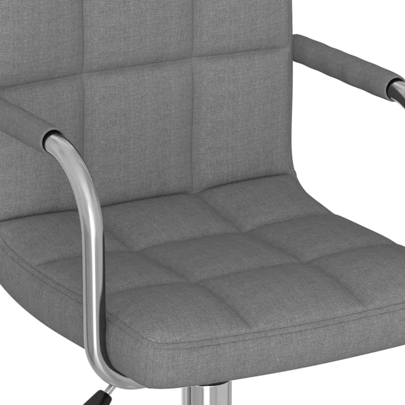 Tabouret de travail chaise de bureau sur roulettes avec accoudoirs en tissu gris clair DEC025078