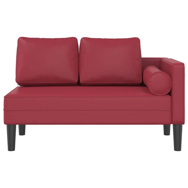 Méridienne chaise longue canapé pour intérieur avec coussins en PVC rouge bordeaux DEC026095