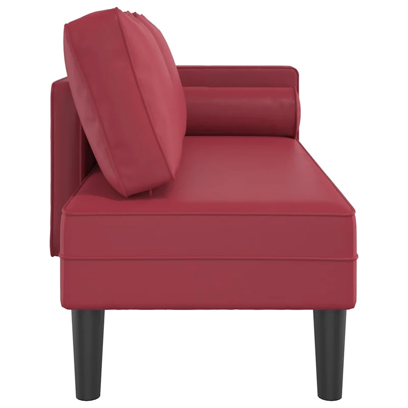 Méridienne chaise longue canapé pour intérieur avec coussins en PVC rouge bordeaux DEC026095
