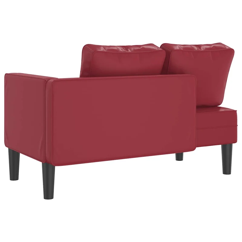 Méridienne chaise longue canapé pour intérieur avec coussins en PVC rouge bordeaux DEC026095