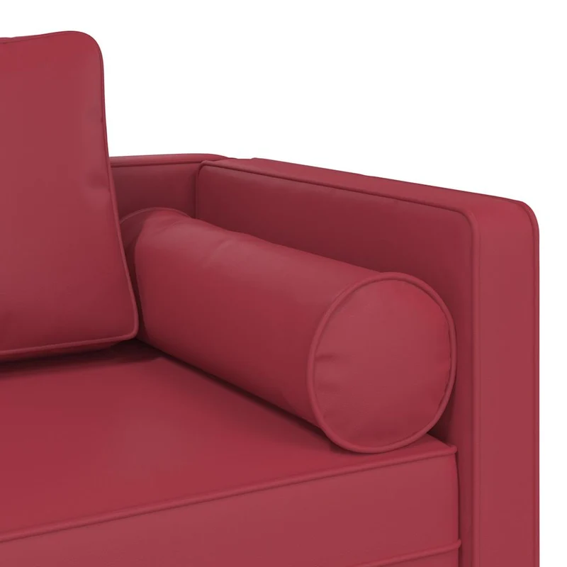 Méridienne chaise longue canapé pour intérieur avec coussins en PVC rouge bordeaux DEC026095