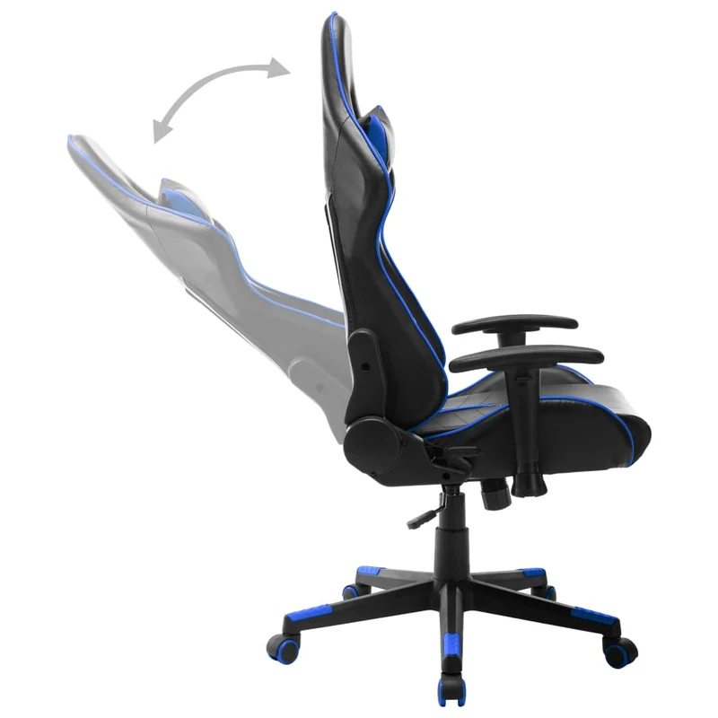 Fauteuil de bureau chaise gaming sur roulettes accoudoirs en PVC noir et bleu DEC025960