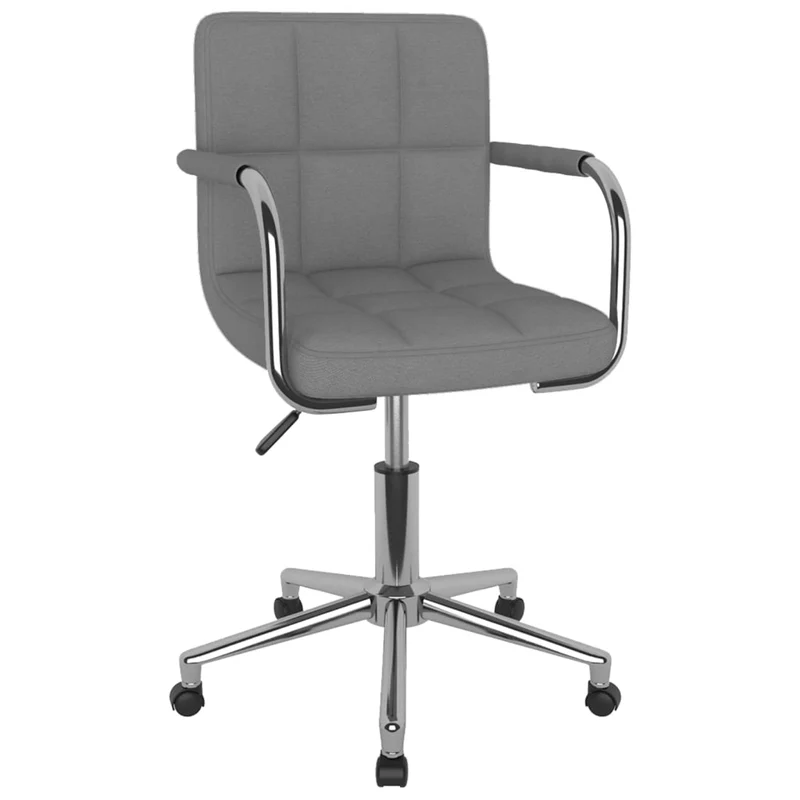 Chaise pivotante de salle à manger ou bureau en tissu gris clair et acier DEC025079