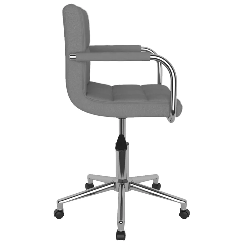 Chaise pivotante de salle à manger ou bureau en tissu gris clair et acier DEC025079