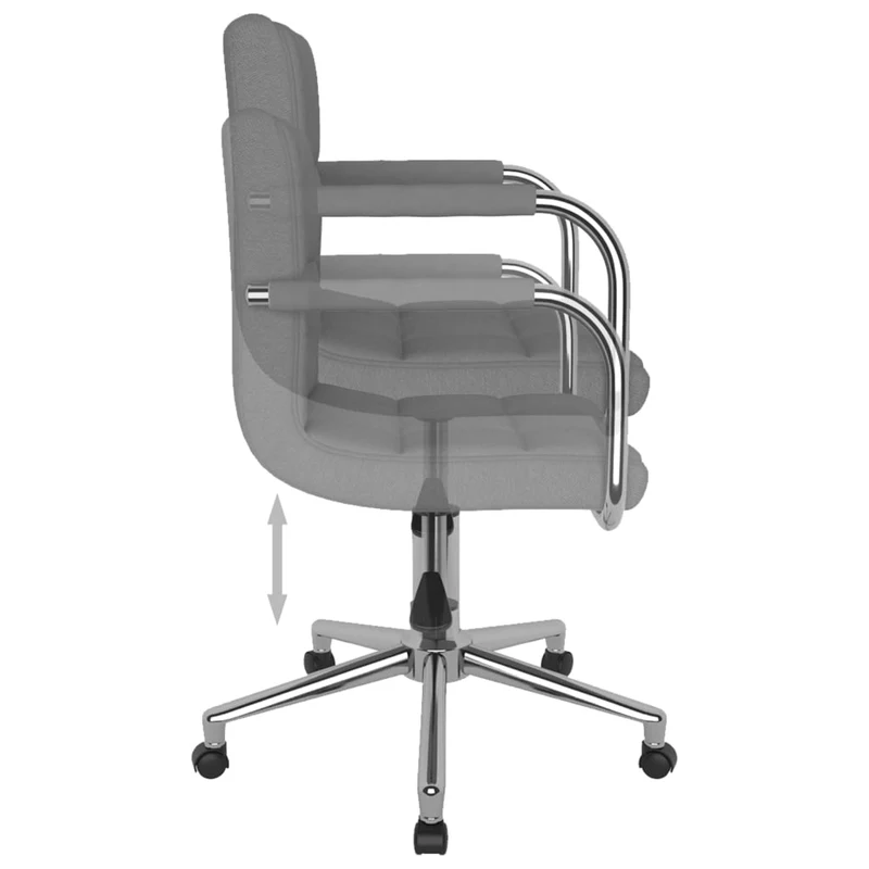 Chaise pivotante de salle à manger ou bureau en tissu gris clair et acier DEC025079