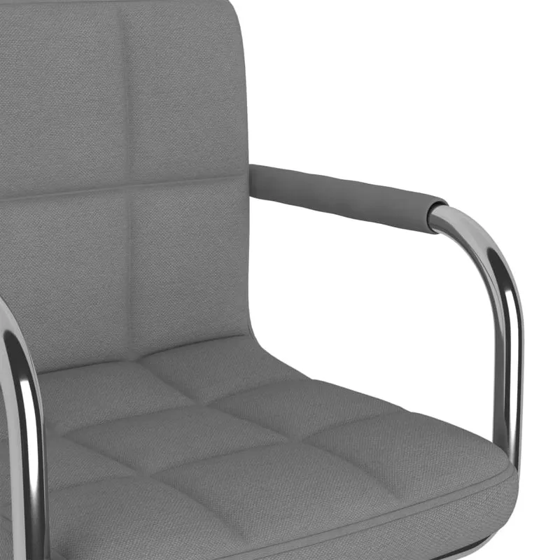 Chaise pivotante de salle à manger ou bureau en tissu gris clair et acier DEC025079