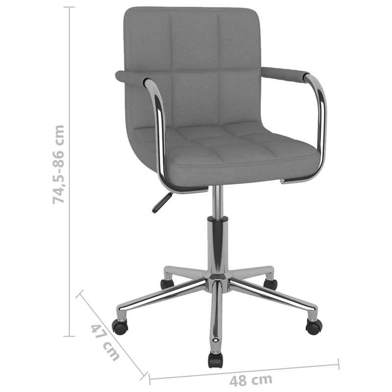 Chaise pivotante de salle à manger ou bureau en tissu gris clair et acier DEC025079