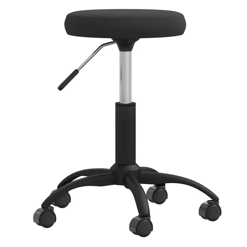 Tabouret de travail siège pivotant hauteur réglable en velours noir et acier DEC025053