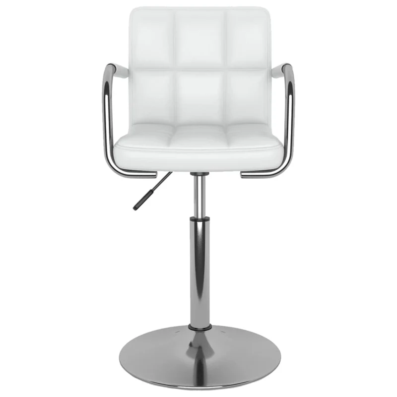 Tabouret de bar chaise de comptoir x1 avec accoudoirs en PVC blanc et acier chromé DEC025035