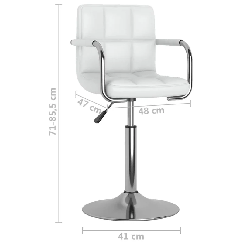 Tabouret de bar chaise de comptoir x1 avec accoudoirs en PVC blanc et acier chromé DEC025035