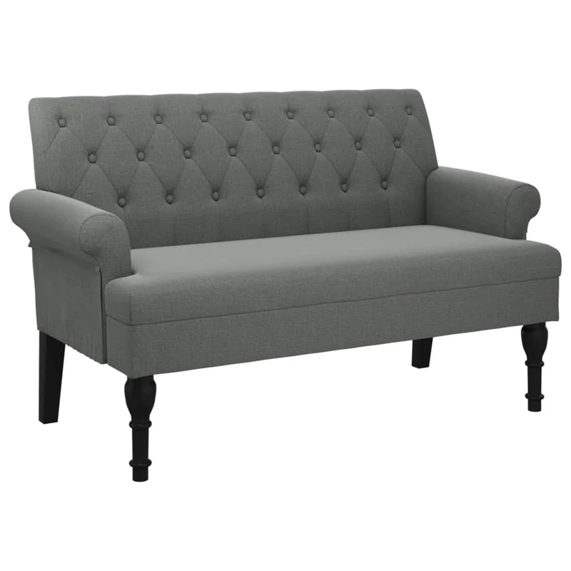 Banquette canapé avec dossier capitonné accoudoirs 120 x 62 x 75,5 cm en tissu gris DEC024648