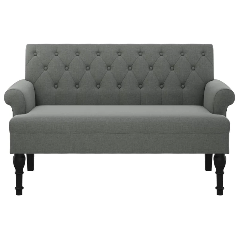 Banquette canapé avec dossier capitonné accoudoirs 120 x 62 x 75,5 cm en tissu gris DEC024648
