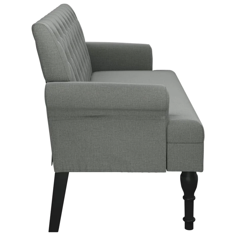 Banquette canapé avec dossier capitonné accoudoirs 120 x 62 x 75,5 cm en tissu gris DEC024648