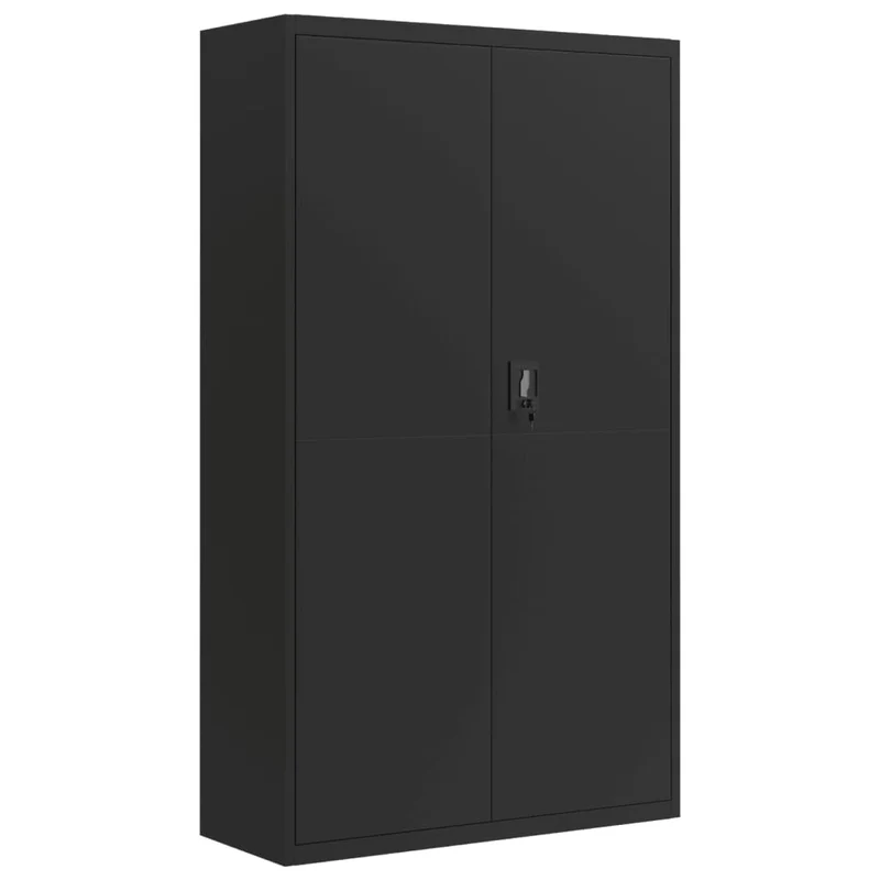 Caissons à tiroirs meuble de bureau 4 étagères réglables 105 x 40 x 180 cm en acier noir DEC024584