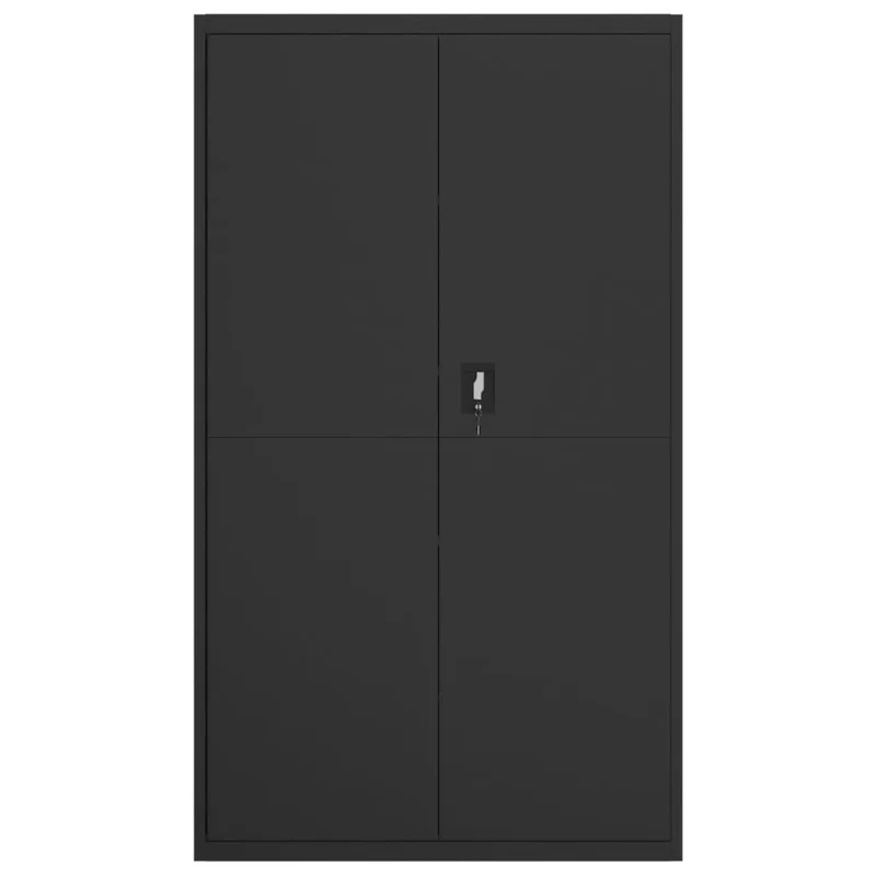 Caissons à tiroirs meuble de bureau 4 étagères réglables 105 x 40 x 180 cm en acier noir DEC024584