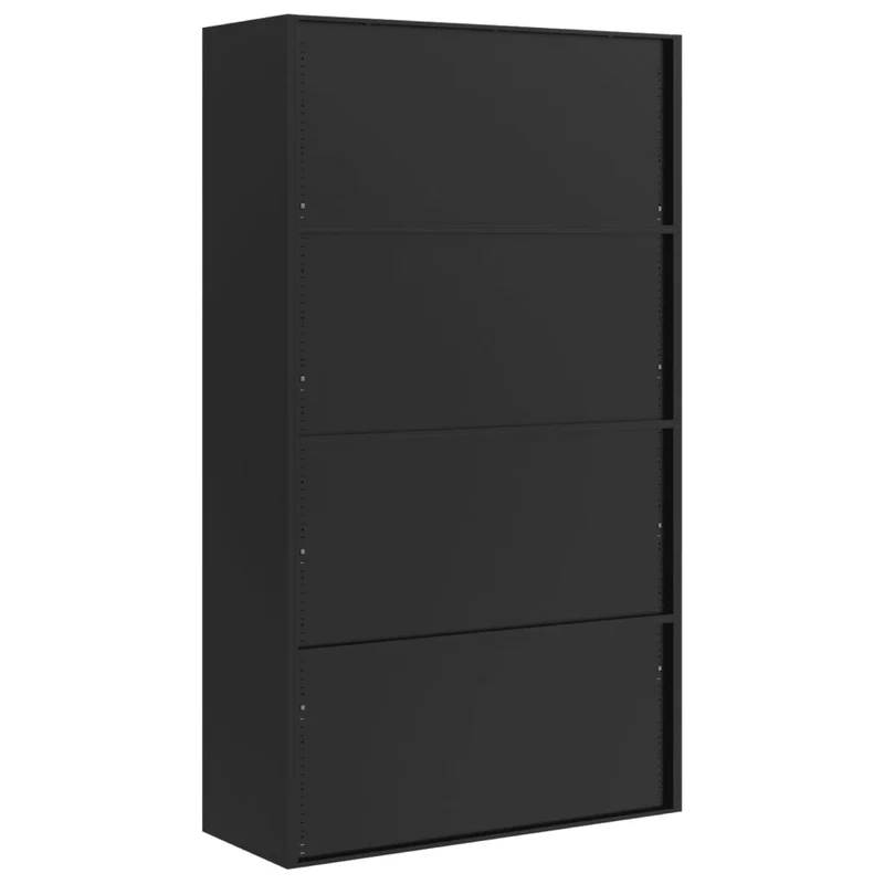 Caissons à tiroirs meuble de bureau 4 étagères réglables 105 x 40 x 180 cm en acier noir DEC024584