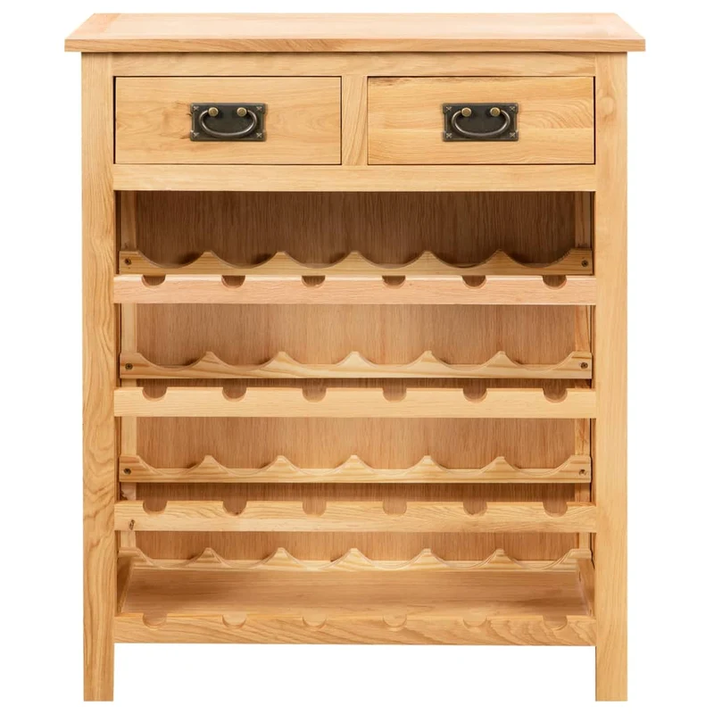 Casier range bouteilles étagère de rangement jusqu'à 24 bouteilles de vin 72 x 32 x 90 cm bois de chêne massif brun DEC024272