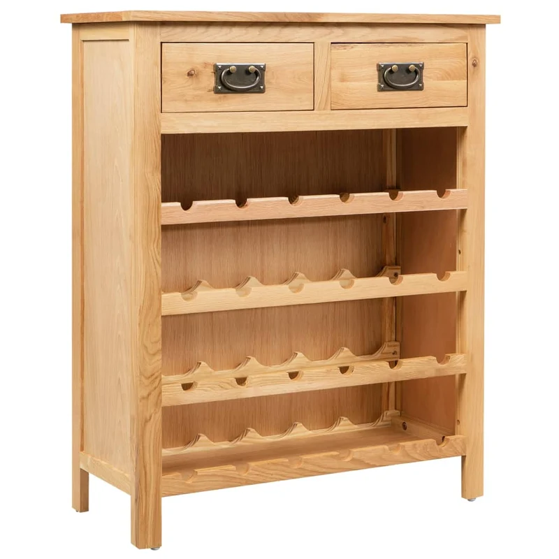 Casier range bouteilles étagère de rangement jusqu'à 24 bouteilles de vin 72 x 32 x 90 cm bois de chêne massif brun DEC024272