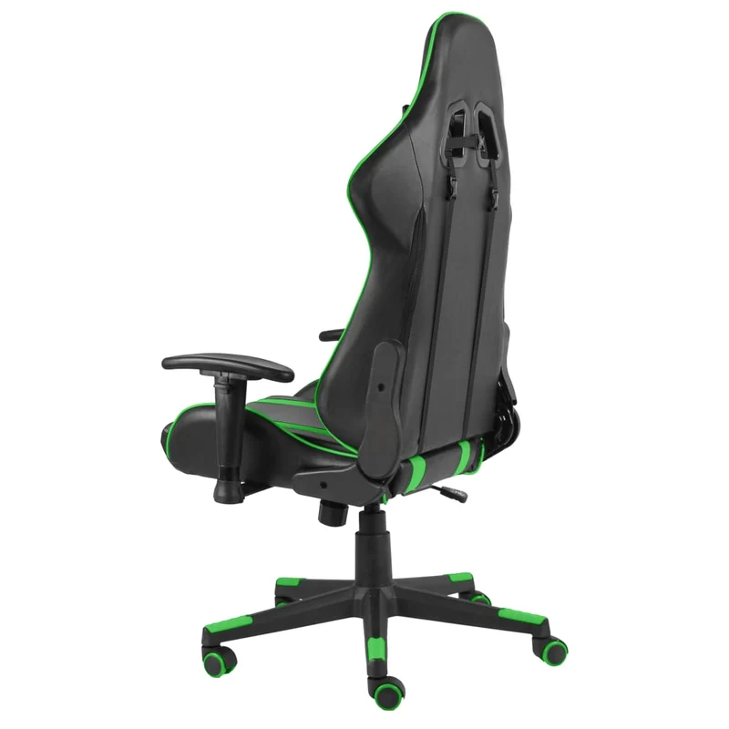 Fauteuil de bureau chaise gaming sur roulettes avec accoudoirs pivotante en PVC vert DEC026054