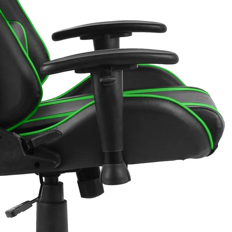 Fauteuil de bureau chaise gaming sur roulettes avec accoudoirs pivotante en PVC vert DEC026054