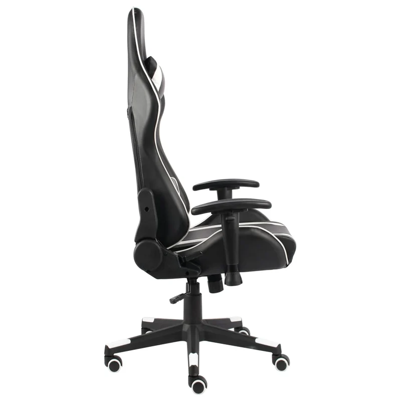 Fauteuil de bureau chaise gaming sur roulettes avec accoudoirs siège pivotant en PVC blanc DEC026028