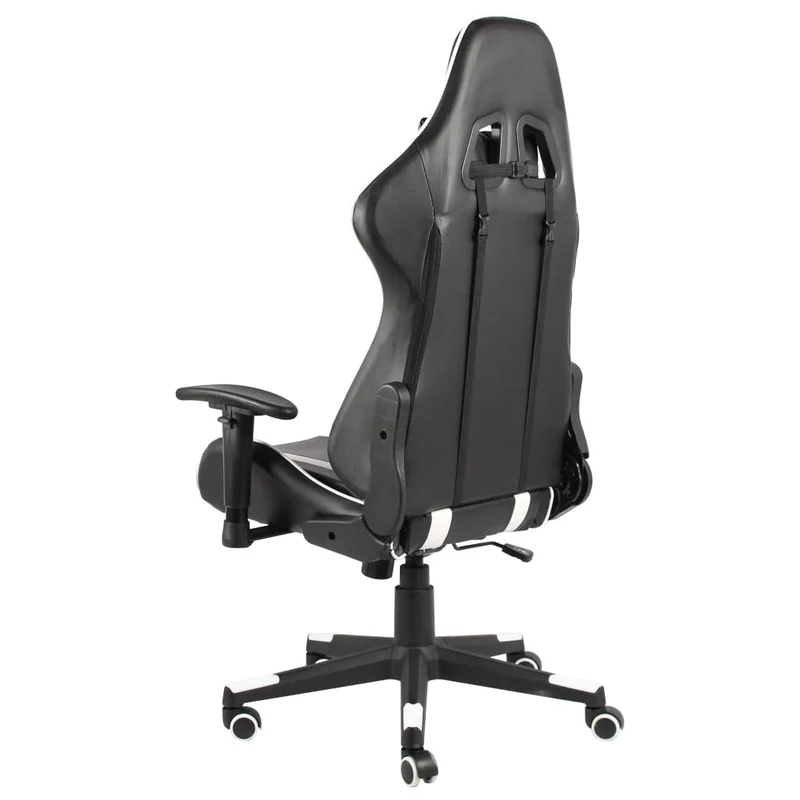 Fauteuil de bureau chaise gaming sur roulettes avec accoudoirs siège pivotant en PVC blanc DEC026028