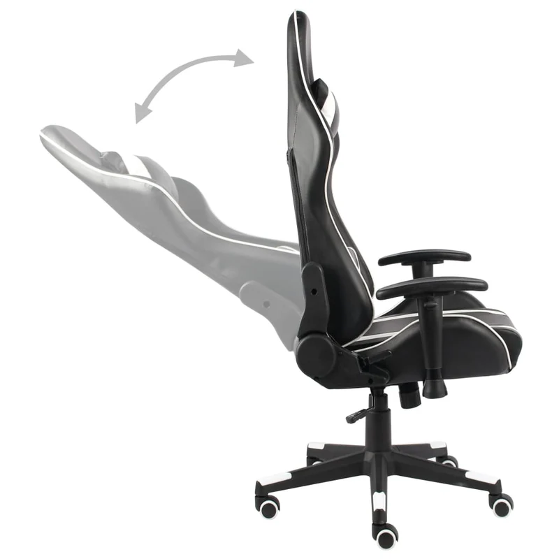 Fauteuil de bureau chaise gaming sur roulettes avec accoudoirs siège pivotant en PVC blanc DEC026028