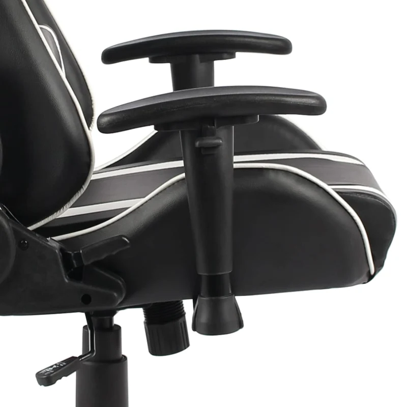 Fauteuil de bureau chaise gaming sur roulettes avec accoudoirs siège pivotant en PVC blanc DEC026028