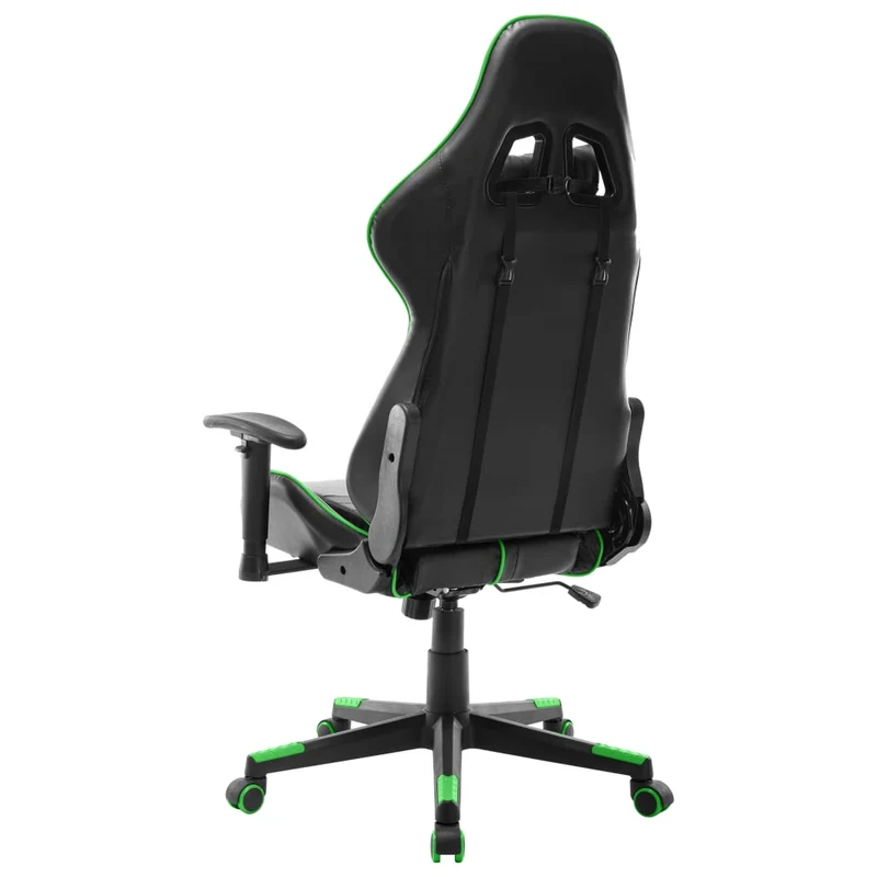 Fauteuil de bureau chaise gaming sur roulettes accoudoirs en PVC vert et noir DEC026012