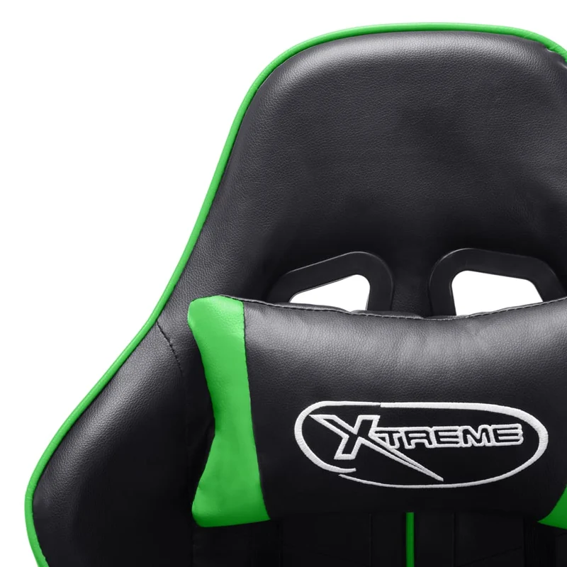 Fauteuil de bureau chaise gaming sur roulettes accoudoirs en PVC vert et noir DEC026012