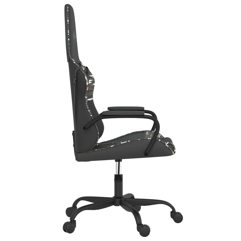 Fauteuil de bureau chaise gaming fonction de massage avec coussin lombaire noir et camouflage PVC multicolore DEC025901