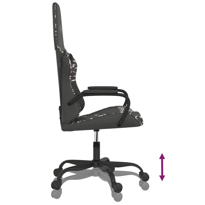 Fauteuil de bureau chaise gaming fonction de massage avec coussin lombaire noir et camouflage PVC multicolore DEC025901