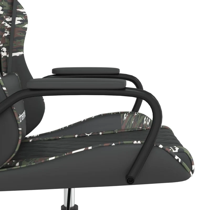 Fauteuil de bureau chaise gaming fonction de massage avec coussin lombaire noir et camouflage PVC multicolore DEC025901