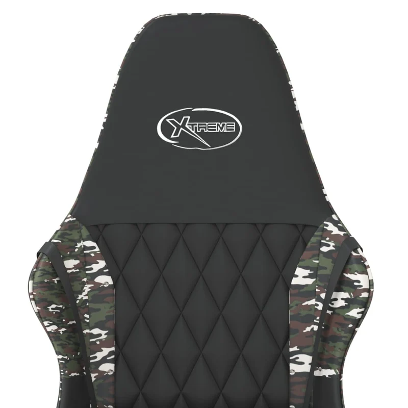 Fauteuil de bureau chaise gaming fonction de massage avec coussin lombaire noir et camouflage PVC multicolore DEC025901