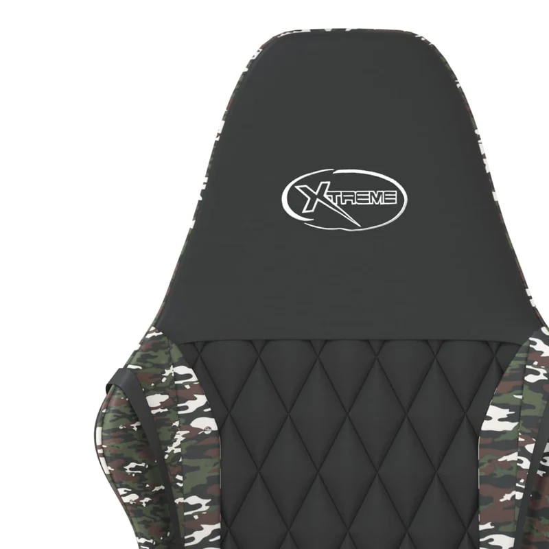 Fauteuil de bureau chaise gaming fonction de massage avec coussin lombaire noir et camouflage PVC multicolore DEC025901