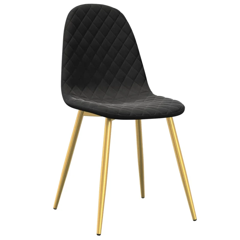 Set de 6 chaises de salle à manger design moderne coutures en losange en velours noir DEC025709