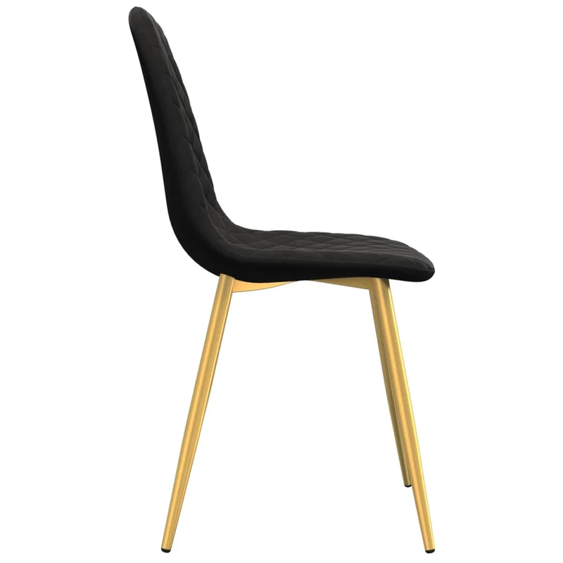Set de 6 chaises de salle à manger design moderne coutures en losange en velours noir DEC025709