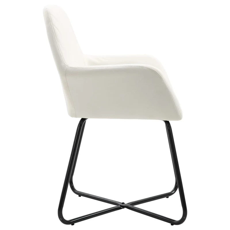 Set de 2 chaises de salle à manger en tissu crème coutures décorative pieds en acier DEC025501