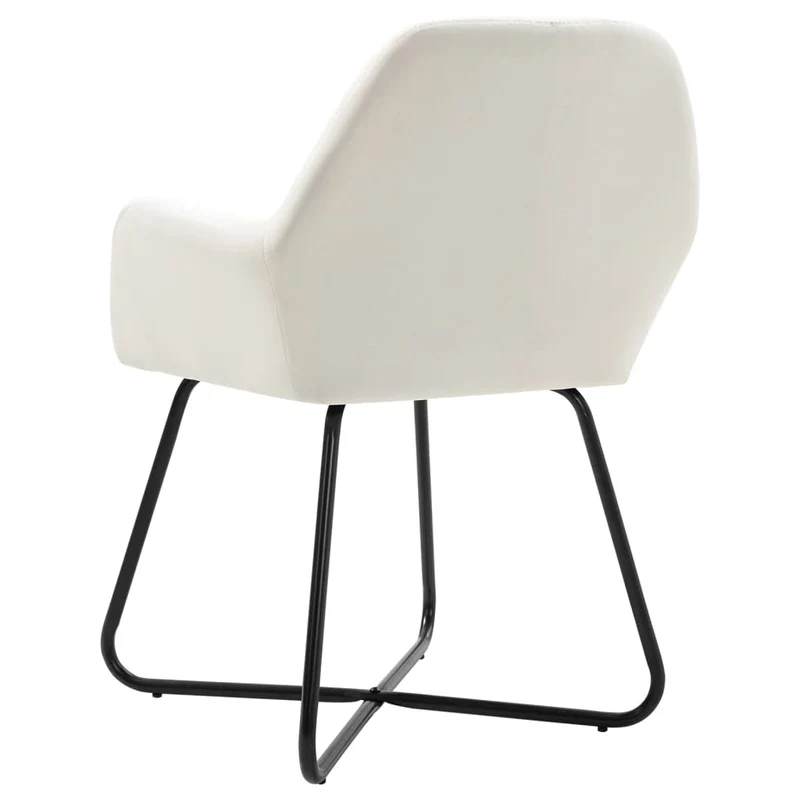 Set de 2 chaises de salle à manger en tissu crème coutures décorative pieds en acier DEC025501