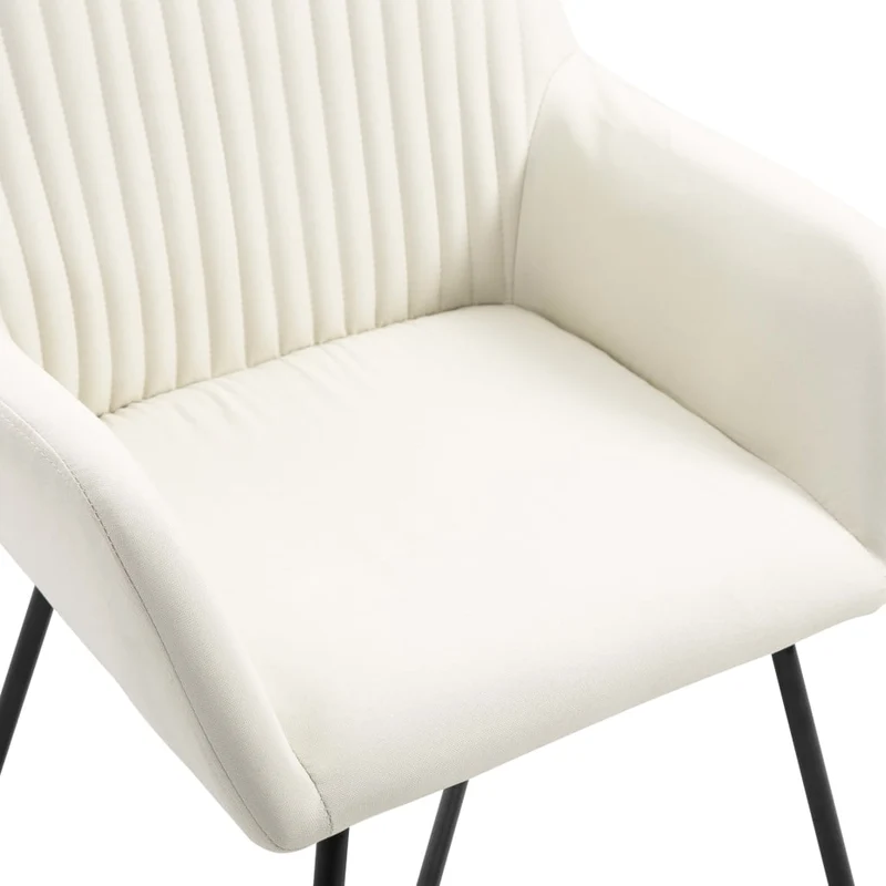 Set de 2 chaises de salle à manger en tissu crème coutures décorative pieds en acier DEC025501